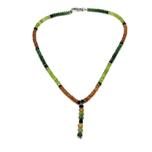 Spessartite Garnet Natural, Peridot, Tsavorite, and Black Tourmaline Necklace