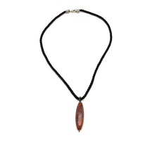 Natural Jasper Gemstone 42mm Hexagon Shape with Black Twisted Cord Pendant Necklace