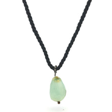 Natural Chalcedony Gemstone 29mm Tumble Shape with Black Twisted Cord Pendant Necklace