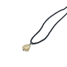 Natural Chalcedony Gemstone 21mm Tumble Shape with Black Twisted Cord Pendant Necklace
