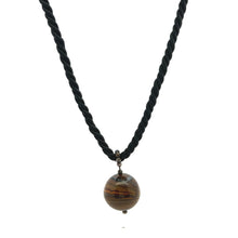 Natural Tiger's Eye Gemstone Pendant Necklace 18mm Ball with Black Twisted Cord Powerful Jewellery