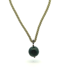 Natural Jasper Ball Gemstone 20mm with Light Green Twisted Cord Pendant Necklace