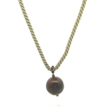 Natural Jasper Gemstone 20mm Ball with Olive Green Twisted Cord Pendant Necklace