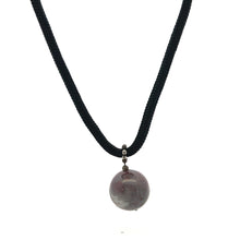 Natural Jasper Gemstone 20mm Ball  with Black Twisted Cord Pendant Necklace