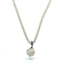 Natural Howlite Gemstone 16mm Ball with White Twisted Cord Pendant Necklace