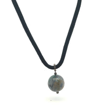 Natural Jasper Gemstone 20mm Ball with Black Twisted Cord Pendant Necklace