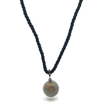 Natural Jasper Ball Gemstone 20mm with Black Twisted Cord Pendant Necklace