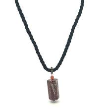 Natural Jasper Gemstone 24mm Hexagon Shape with Black Twisted Cord Pendant Necklace