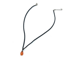 Natural Carnelian Gemstone 13mm Drop Shape With Dark Twisted Cord Pendant Necklace Symbol Of Courage Passion And Positive Energy