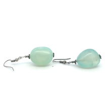 Green Chalcedony 24x18x15mm Tumble Plain Dangle Gemstone Earrings