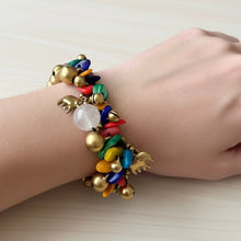 Handmade Elephant Bells Charm Bracelet featuring Rose Quartz Gemstones Jewelry