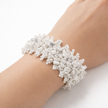 Handmade Bold White Howlite Nugget Cluster Bracelet - Peaceful Natural Gemstone Statement Piece for Everyday Wear