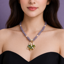 Natural Amethyst Citrine Swiss Blue Topaz Peridot Pearl Gemstone Necklace