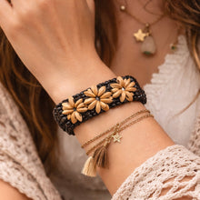 Handmade Eco-Friendly Black Coconut Shell Stretchable Bracelet - Artisan Natural Beaded Jewelry