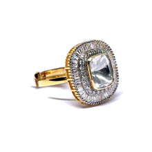 14K Yellow Gold Three-Layered Diamond Polki Ring – Statement Polki Jewelry with Tiered Finish