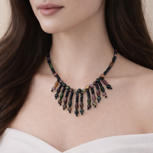 Natural Jasper & Tourmaline Rondelle Facet Beads Semiprecious Necklace