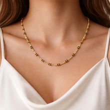 Gold Plated Cylindrical Link Chain Necklace | Cross-Pattern Texture | Bold Unisex Statement Style