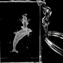 3D Crystal Dolphin Keychain Laser Engraved