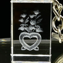 3D Crystal Floral Heart Keychain Laser Engraved