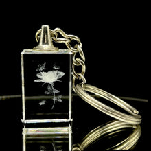 3D Crystal Rose Keychain Engraved Laser Keyring