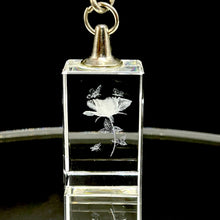 3D Crystal Rose Keychain Engraved Laser Keyring