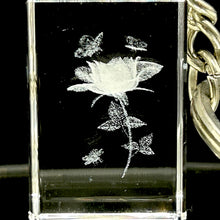 3D Crystal Rose Keychain Engraved Laser Keyring