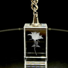 3D Crystal Rose Keychain Laser Engraved