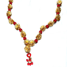 Royal 24K Gold Foil Flower Garland Embellished Satin Bauble Balls Handcrafted Divine Jewelry