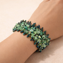 Handcrafted Multi-Tone Jade Beaded Stretch Bracelet - Calming Green Boho Healing Jewelry