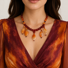 Natural Carnelian Ball Semiprecious Gemstone Necklace