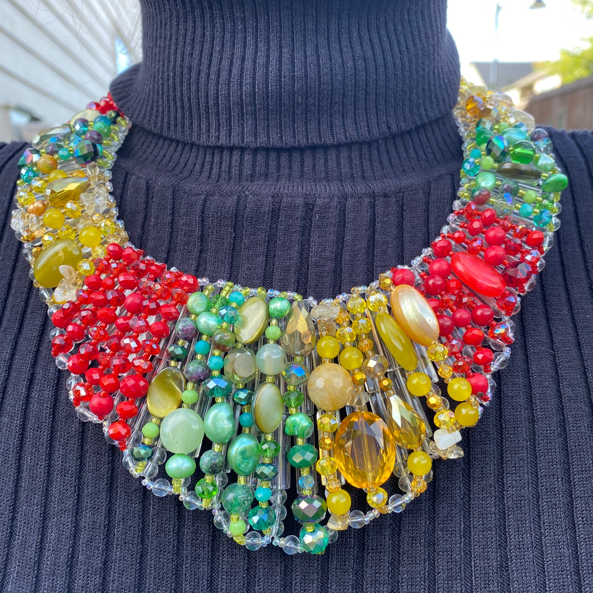 Handmade Pride Choker 20"  Multicolors  Beads Statement Bib Necklace