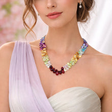 Natural Rose Quartz Sky Blue Topaz Citrine Prehnite Amethyst White Topaz Garnet Gemstone Necklace