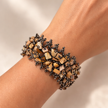 Handcrafted Earthy Jasper Beaded Stretch Bracelet - Multi-Brown Tones Boho Healing Jewelry