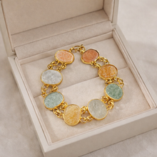 Handmade Artisan Design Natural Gemstone Bracelet with Oval Link Chain Jewelry
