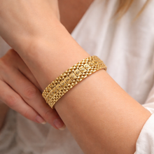 Yellow Gold Micron Plated Bracelet for Men – Bold Texture & Geometric Detail