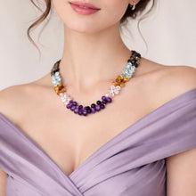 Natural Rose Quartz Smoky Quartz Sky Blue Topaz Citrine Amethyst Gemstone Semi Necklace