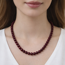 Natural Garnet Plain Ball 5mm Gemstone Necklace Jewelry