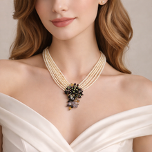 Natural  Peridot, Pearl, Citrine, Amethyst, Garnet Gemstone Necklace