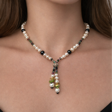 Natural Multi Tourmaline Pearl Citrine Peridot Multi Colored Gemstone Tassel Necklace