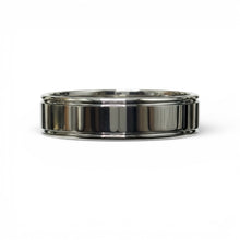 Tunsten Ring Silver Polish Stepped Edge Stylish Band
