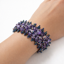 Handcrafted Chunky Amethyst Nugget Beaded Stretch Bracelet - Natural Purple Gemstone Boho Statement Jewelry
