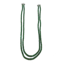 Natural Precious Necklace Zambia Emerald Gem Beads 2 Strands Layered Unique Jewelry