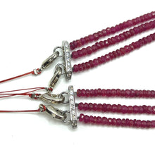 Natural Precious Necklace Ruby Gem Beads 3 Strands Layered Unique Jewelry
