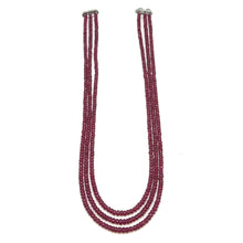 Natural Precious Necklace Ruby Gem Beads 3 Strands Layered Unique Jewelry