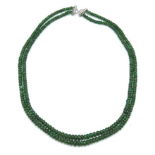Natural Precious Necklace Zambia Emerald Gem Beads 2 Strands Layered Unique Jewelry