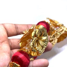 Royal 24K Gold Foil Flower Garland Embellished Satin Bauble Balls Handcrafted Divine Jewelry