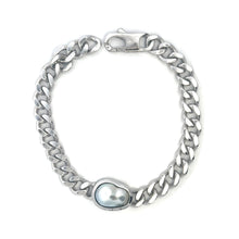 925 Sterling Silver Cuban Link Bracelet with South Sea Pearl | 15 Carat Smooth High Luster | Unisex Luxury Statement