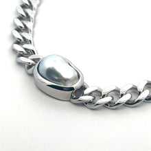 925 Sterling Silver Cuban Link Bracelet with South Sea Pearl | 15 Carat Smooth High Luster | Unisex Luxury Statement