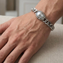 925 Sterling Silver Cuban Link Bracelet with South Sea Pearl | 15 Carat Smooth High Luster | Unisex Luxury Statement