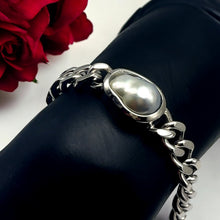 925 Sterling Silver Cuban Link Bracelet with South Sea Pearl | 15 Carat Smooth High Luster | Unisex Luxury Statement